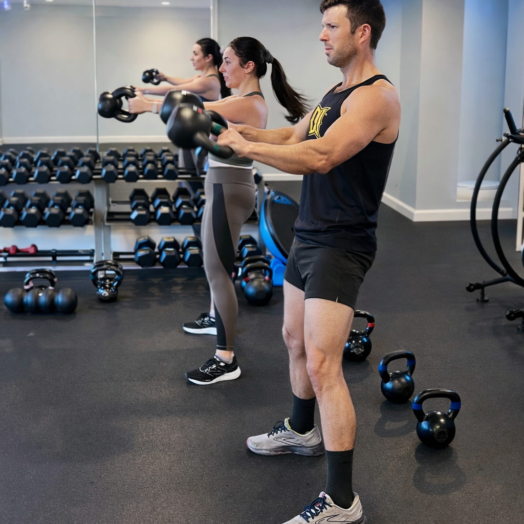 personal training session with kettlebell strength exercises at Passion for Fitness in Exton and Phoenixville